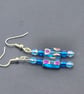 Light blue rectangular peacock earrings  - Image 4