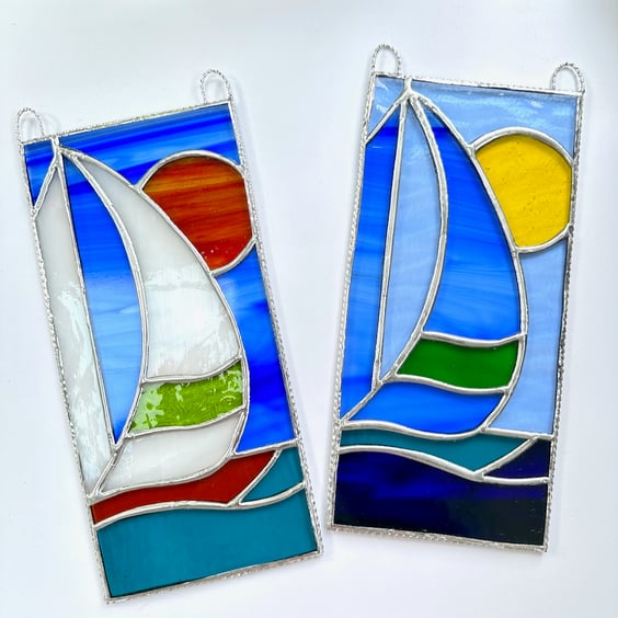 Stained Glass Sailing Boat Suncatcher - Sail Boat - Hanging Window Decoration