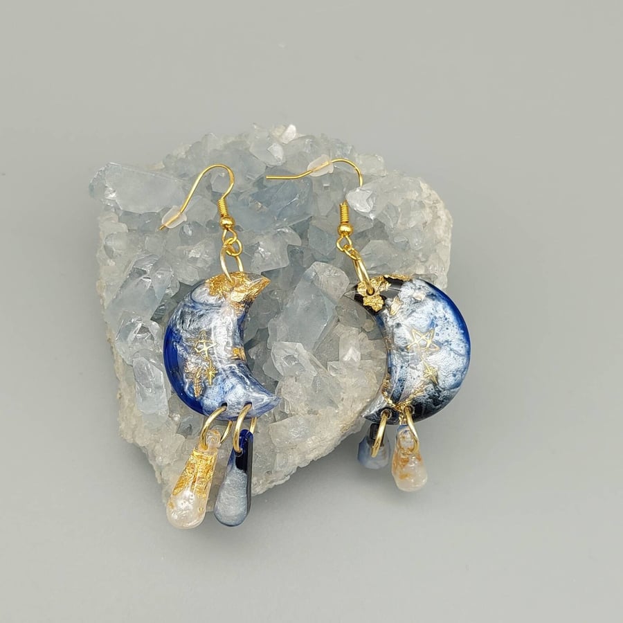 Resin Moon Earrings, Celestial Moon Earrings, Moon Earrings, Pefectly Imperfect,