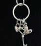 Silver charm pendant, Silver heart necklace, Silver key - Image 2