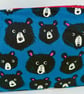 Handmade blue cotton canvas fully lined messenger bag  in fun teddy design - Image 2