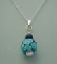Sterling Silver Lampwork glass & Lapis Lazuli bead necklace pendant - Image 4