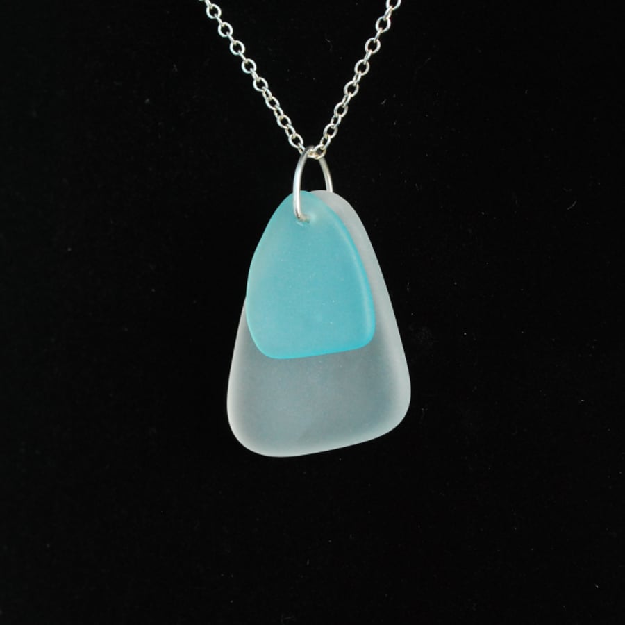 Beach glass two tone pendant