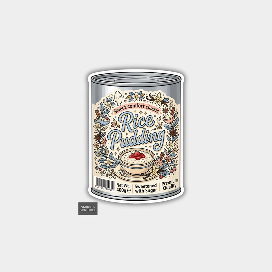 Grocery Food Tin Vinyl Sticker For Adults - Rice Pudding