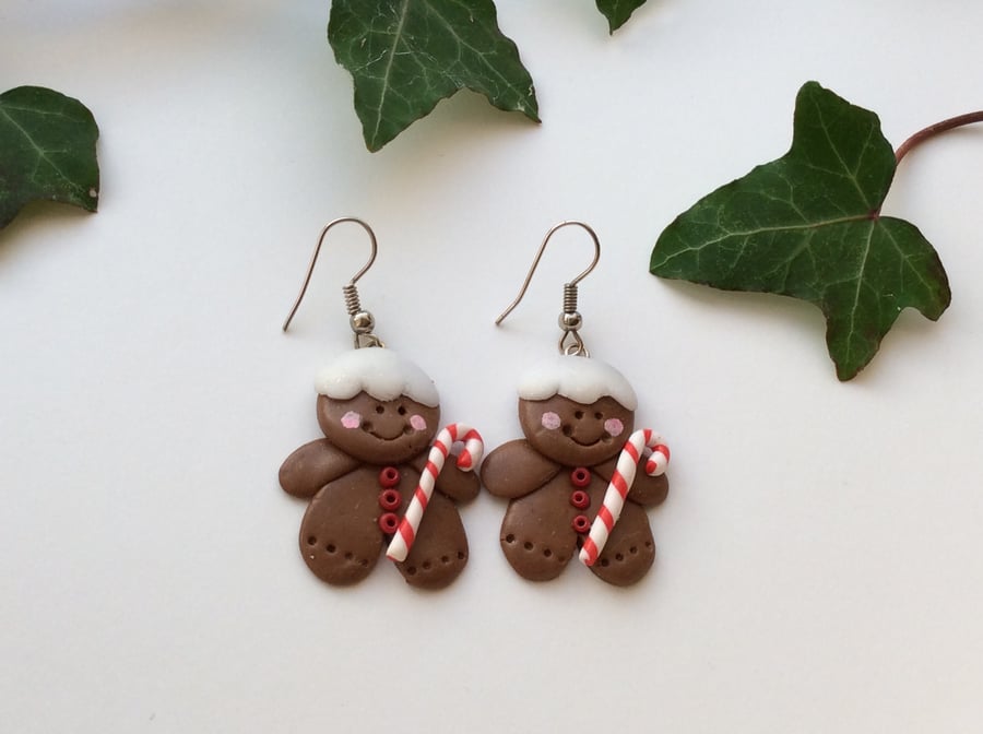 Christmas Gingerbread Novelty Fimo Earrings FREE POST