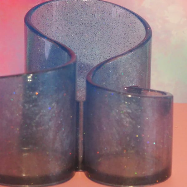 Pencil Pot in Blue, Silver and Black