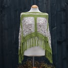 Apple Green & Marble Crochet Poncho - Design A452
