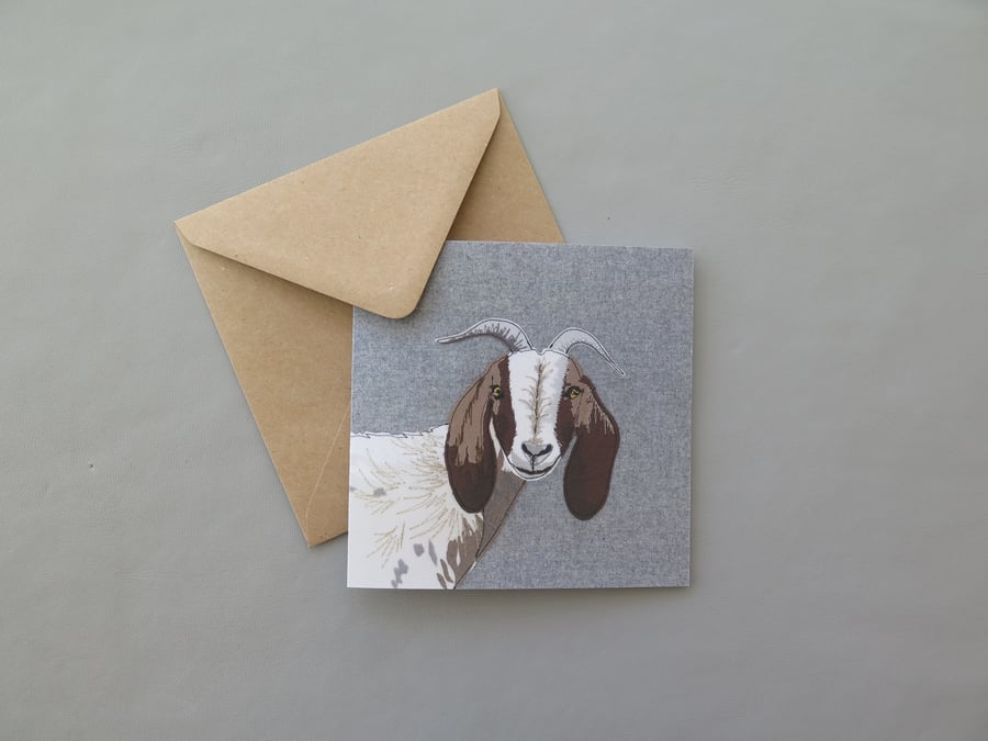 Goat card, printed on recycled card, blank