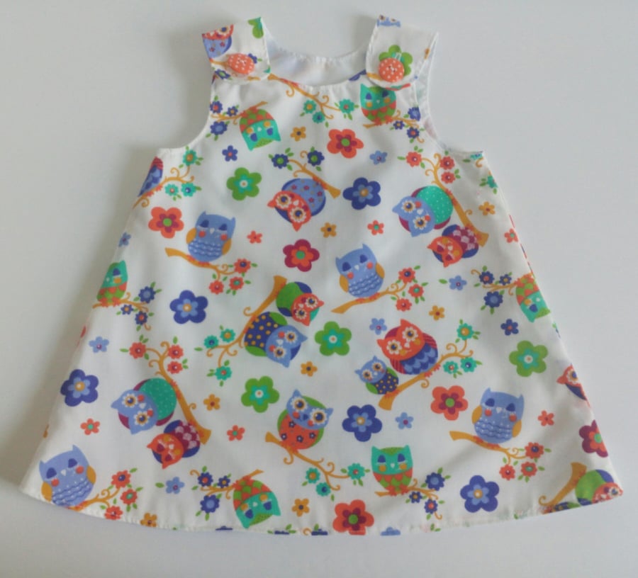18-24 months, A Line dress, Summer dress, pinafore, owls, dress        