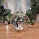 Glass Bauble Christmas Decoration with Cottage Scene