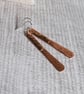Earrings, Copper Long Teardrops with Textures and Silver Earwires - Image 7