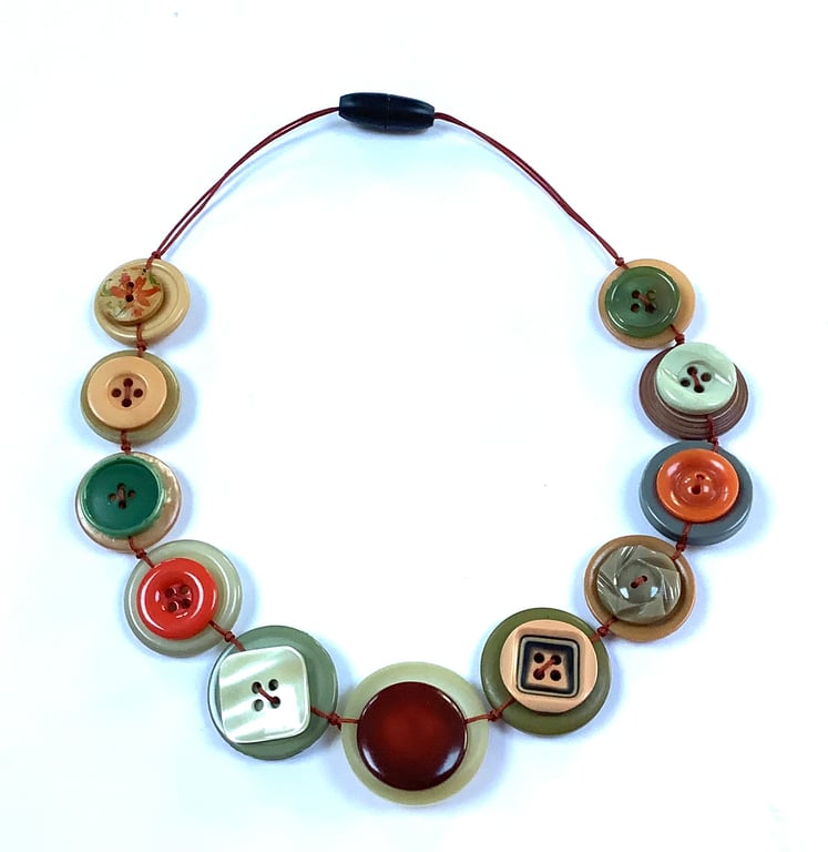 Autumnal Button Necklace