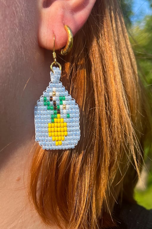 Lemon Beaded Earrings – Handmade Citrus Jewellery with Gold Hooks