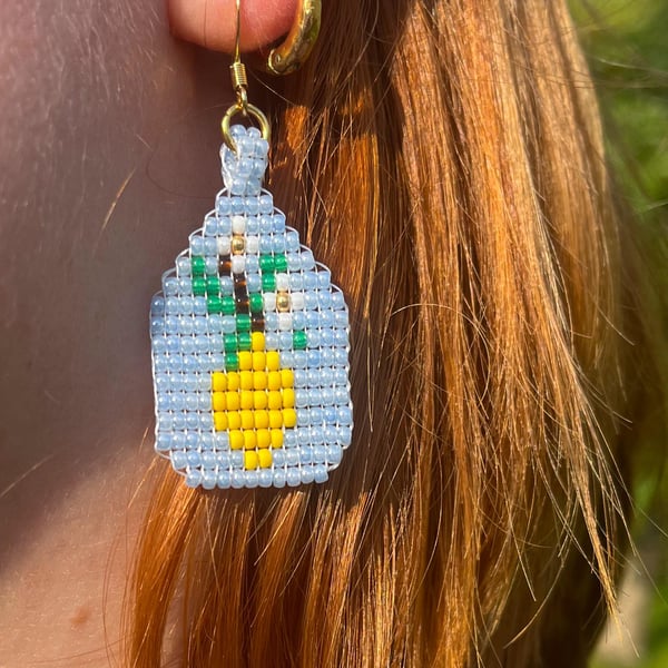 Lemon Beaded Earrings – Handmade Citrus Jewellery with Gold Hooks