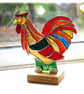 Rooster Stained Glass Ornament Cockerel Richard XII On Oak Stand - Image 7