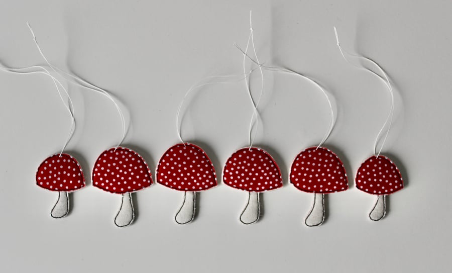Little Mushrooms 2 - Six Hanging Decorations