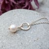Sterling Silver Circle and Pearl Pendant Necklace, Wedding, Bridesmaid, Bridal