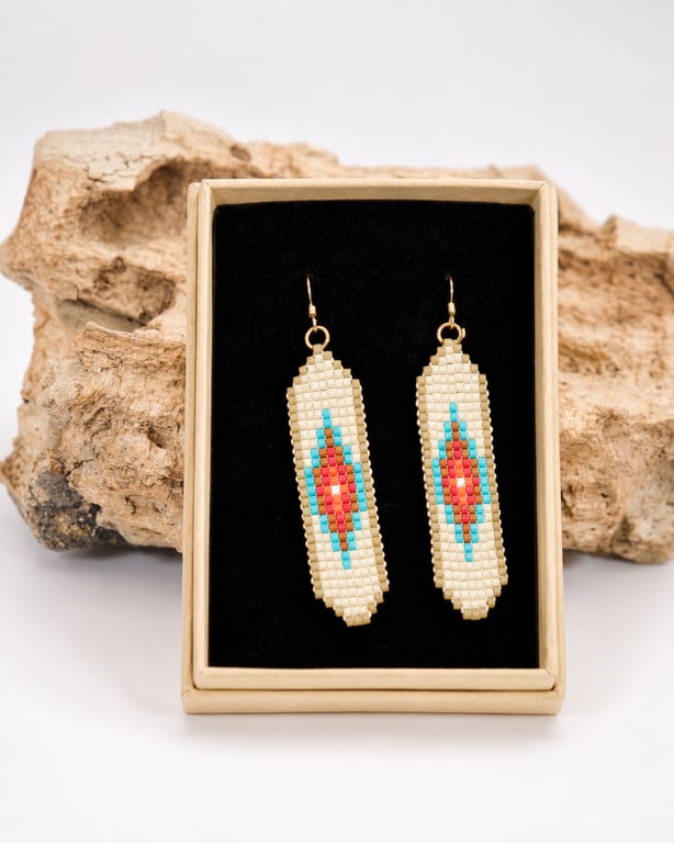 Hand Stitched Native American-Inspired Beaded Earrings