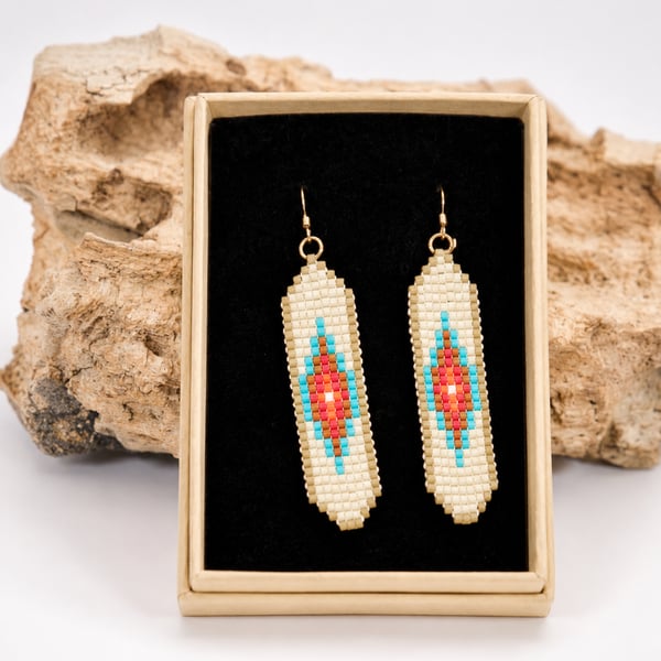 Hand Stitched Native American-Inspired Beaded Earrings