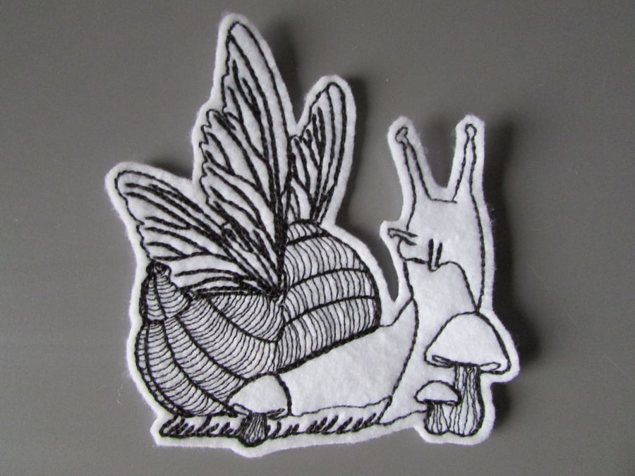 Fairy Snail Embroidered Sew on Applique Patch