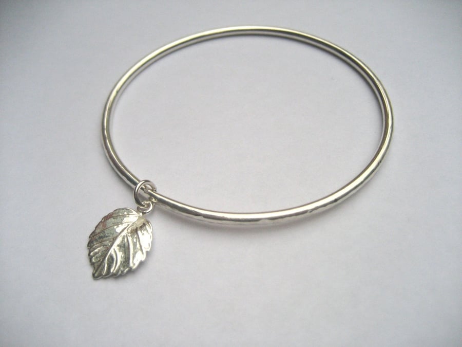 Sterling silver Bangle with leaf