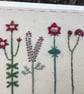 Five Little Flowers in pinks hand embroidered card - Image 4