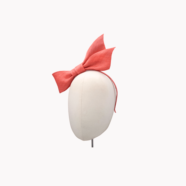 Fascinator Headband with Sinamay Bow in Coral
