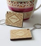 Personalised Wood Wooden Custard Cream Biscuit Keyring - Image 1
