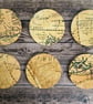 Map Print Handmade Decoupage Coasters