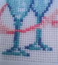 Blue Glasses Cross Stitch Wedding Card Hand Stitched Heart - Image 9