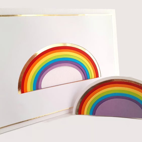 Rainbow greetings card and matching pop up decoration