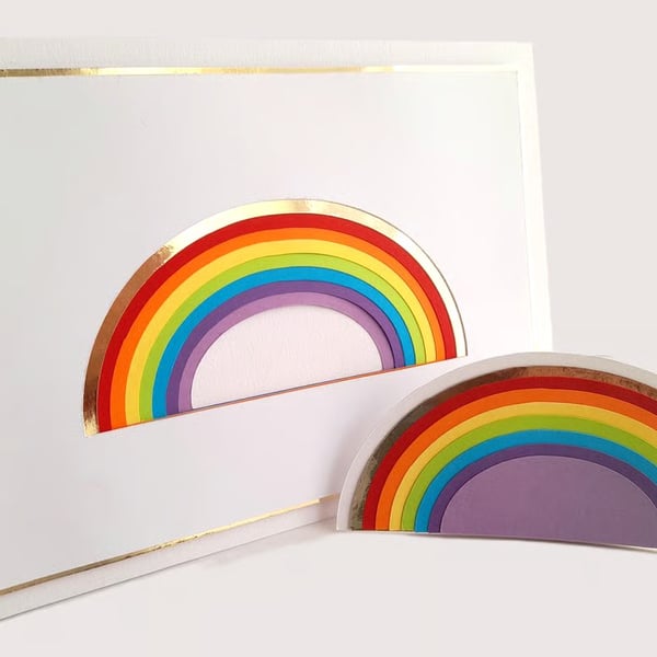 Rainbow greetings card and matching pop up decoration