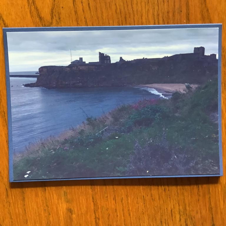 Handmade photo card of Tynemouth Priory Head Land and King Edward's Bay.
