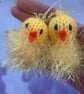 Knitted Easter chick hanging decorations , two 