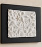Seashell Plaster Wall Art, Handmade Coastal Bas Relief, Black Framed Starfish