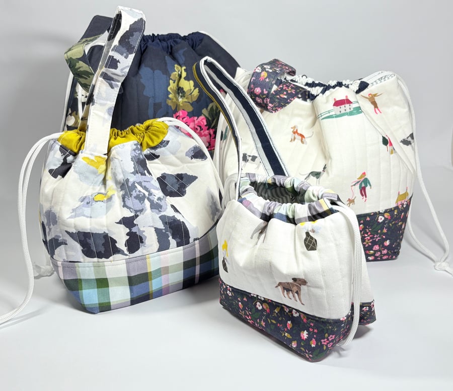 Joules Fabric Drawstring Bag Set