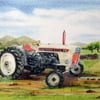 Art print of classic David Brown 880 tractor from original watercolour painting