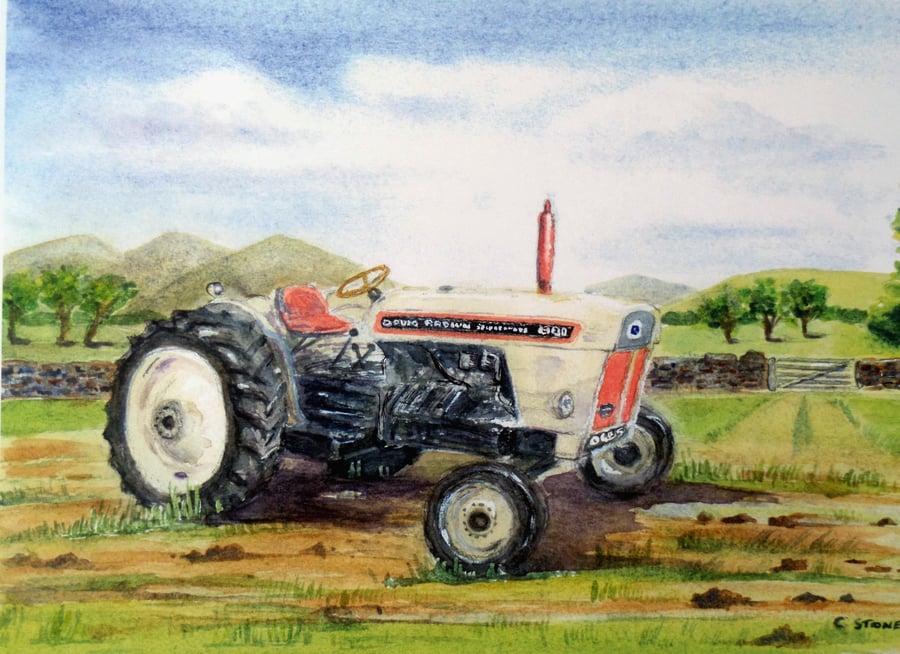 Art print  of vintage tractor from original watercolour painting 