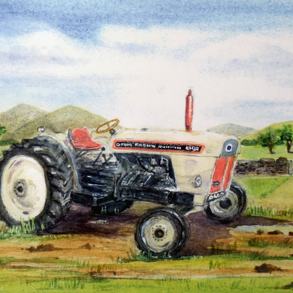 Art print  of vintage tractor from original watercolour painting 295 x 210 mm