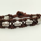 Brown PU Leather Bracelet, Handmade, Viking Inspired, Gift,