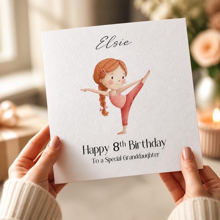 Personalised Gymnast Birthday Card For Her Happy Birthday Daughter Niece etc