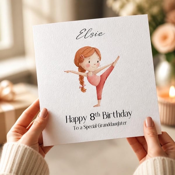 Personalised Gymnast Birthday Card For Her Happy Birthday Daughter Niece etc