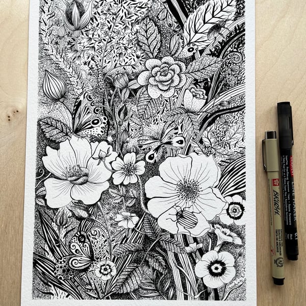 Tangled Garden A4 Art Print