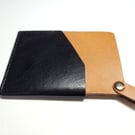 Tan Slim Leather Card Holder – Leather Card Wallet with Lanyard Tab - HANDMADE