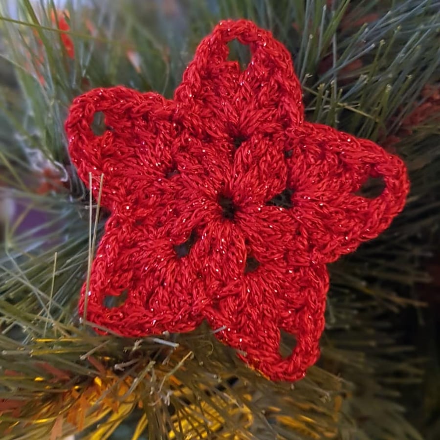 Crochet Sparkle Star Decoration (pack of 5)