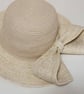Handmade Beige Sun Hat with Bow - Image 3