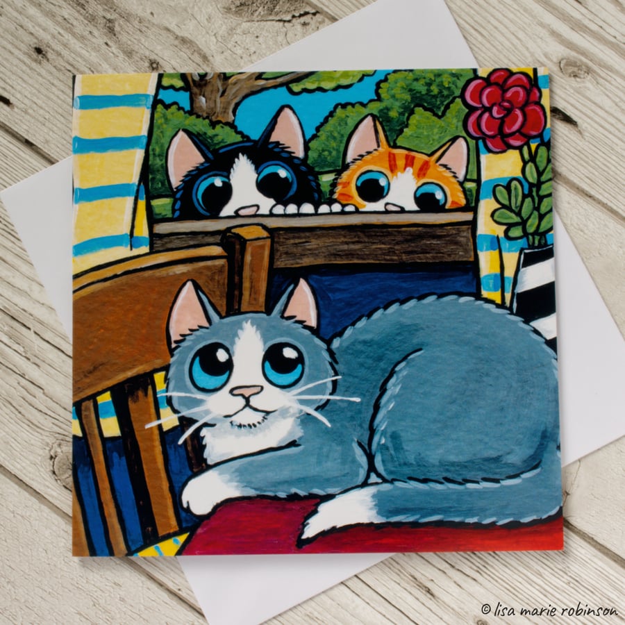 Curious Cats Greeting Card - Blank Inside