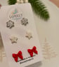 Bow, Star and Snowflake Studs Polymer Clay Earrings - Handmade Jewellery 
