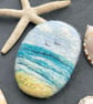 Cornwall Pebble Brooch – Needle Felted & Hand Embroidered
