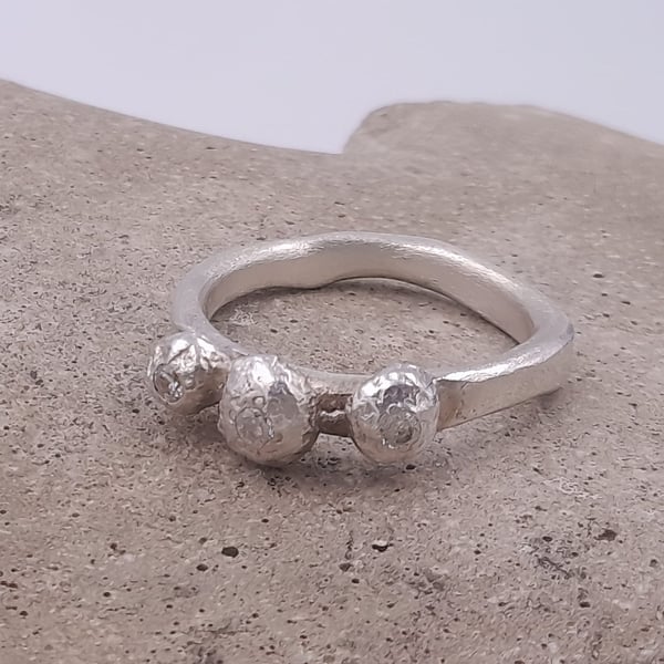 Stardust Granule CZ Silver Ring